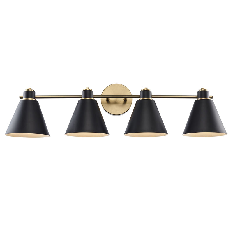 ForgeLume 4-Light 32" Metal Shade Vanity Light in Antique Gold / Black