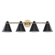 ForgeLume 4-Light 32" Metal Shade Vanity Light in Antique Gold / Black