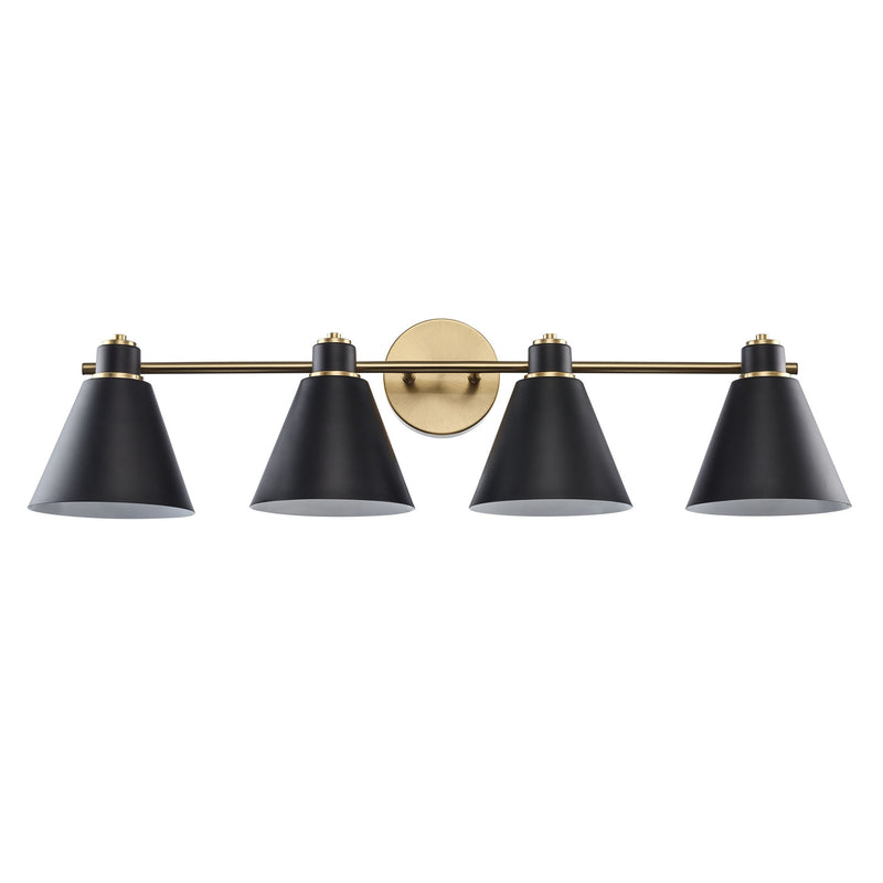 ForgeLume 4-Light 32" Metal Shade Vanity Light in Antique Gold / Black
