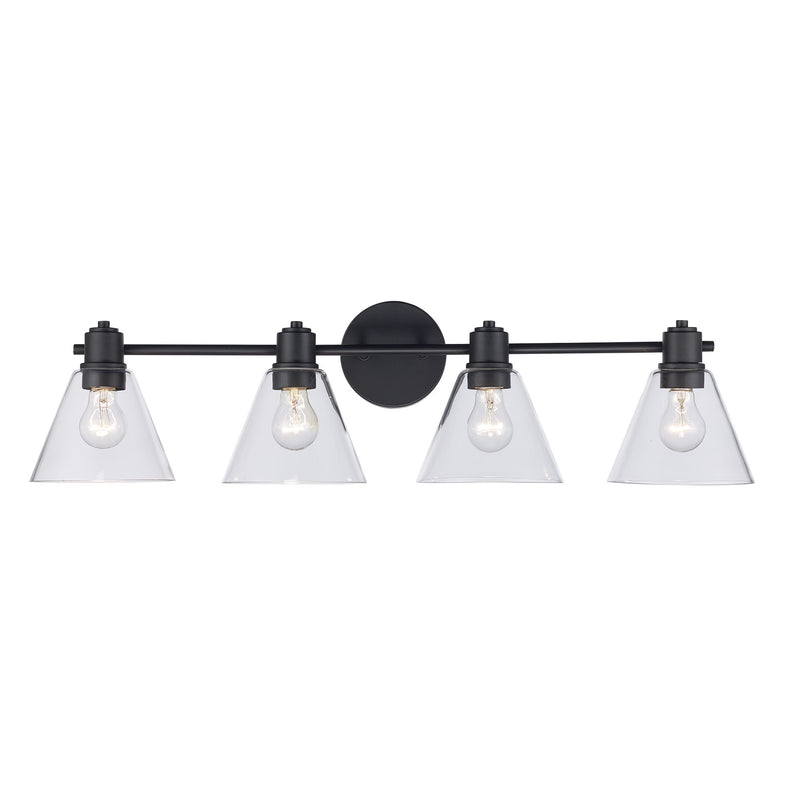ForgeLume 4-Light 32" Clear Glass Vanity Light in Black