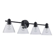 ForgeLume 4-Light 32" Clear Glass Vanity Light in Black
