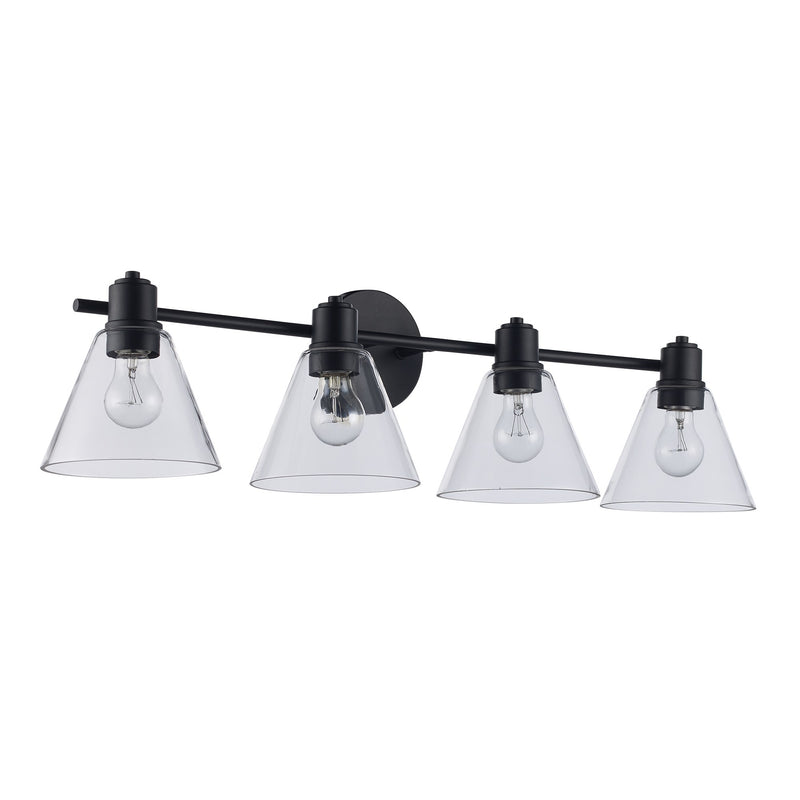 ForgeLume 4-Light 32" Clear Glass Vanity Light in Black