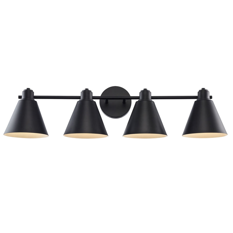 ForgeLume 4-Light 32" Metal Shade Vanity Light in Black