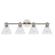 ForgeLume 4-Light 32" Clear Glass Vanity Light in Brushed Nickel