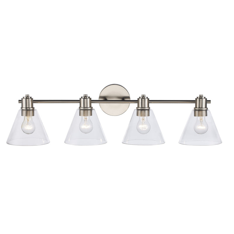 ForgeLume 4-Light 32" Clear Glass Vanity Light in Brushed Nickel