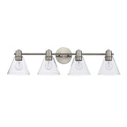ForgeLume 4-Light 32" Clear Glass Vanity Light in Brushed Nickel