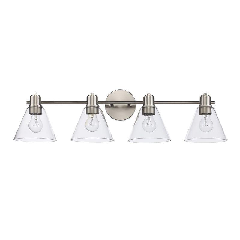 ForgeLume 4-Light 32" Clear Glass Vanity Light in Brushed Nickel
