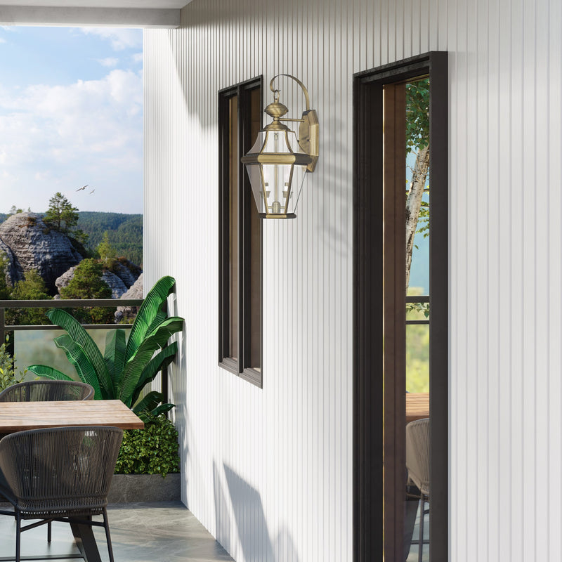 Georgetown 2-Light Medium Outdoor Wall Lantern in Antique Brass