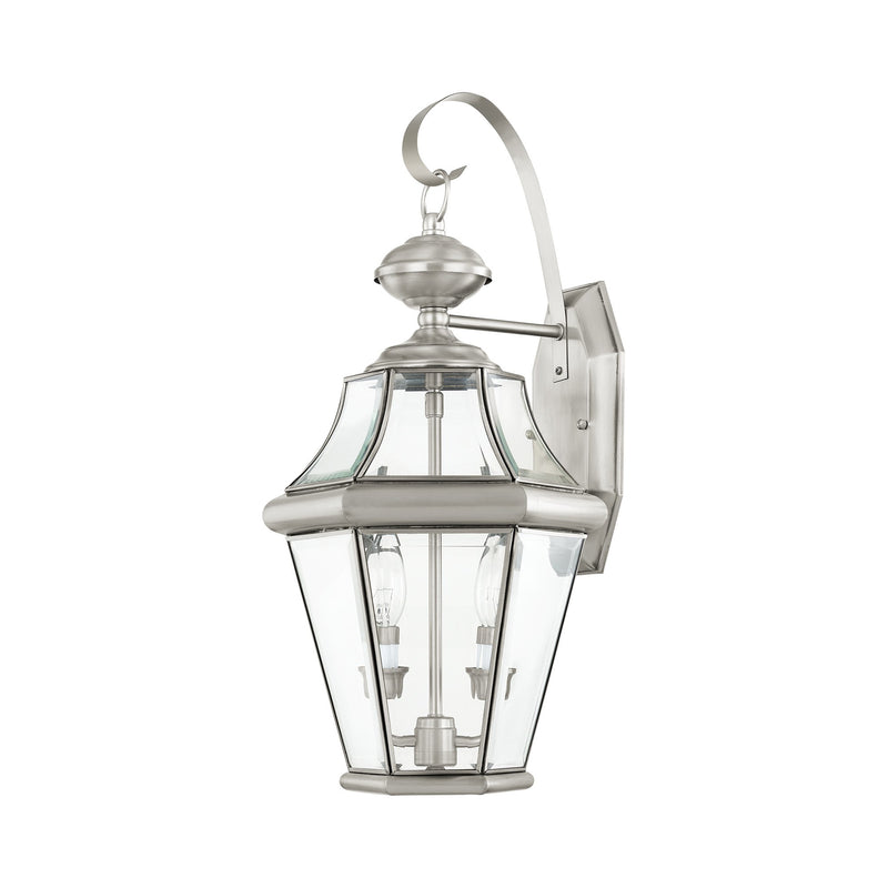 Georgetown 2-Light Medium Outdoor Wall Lantern in Brushed Nickel