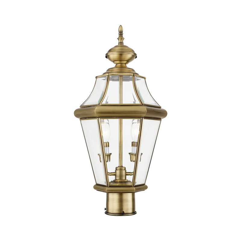 Georgetown 2-Light Medium Outdoor Post Light in Antique Brass