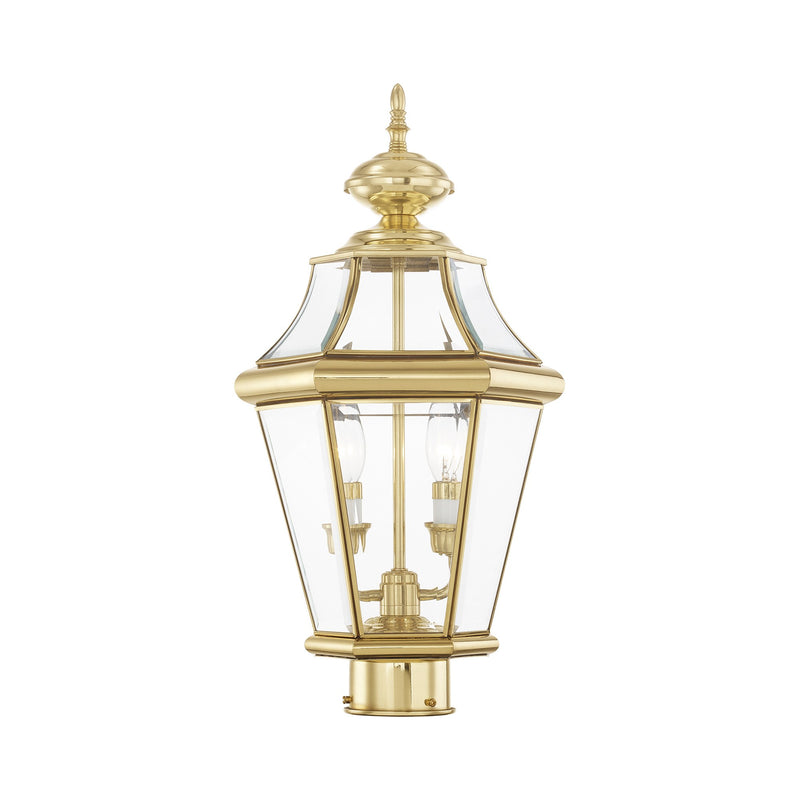 Georgetown 2-Light Medium Outdoor Post Light in Polished Brass