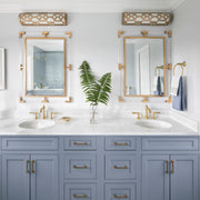 Jennings 1 Light 24" Integrated LED Bathroom Vanity in Aged Brass in a room setting