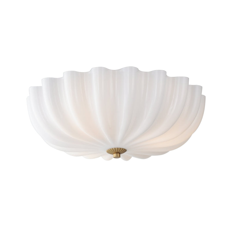 Bundt 15" Flush Mount in White / Natural Aged Brass