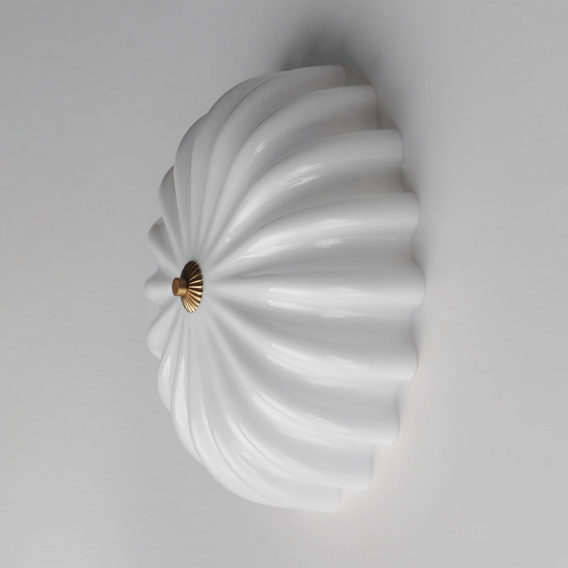 Bundt 15" Flush Mount in White / Natural Aged Brass