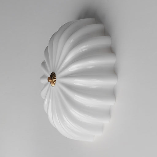 Bundt 15" Flush Mount in White / Natural Aged Brass