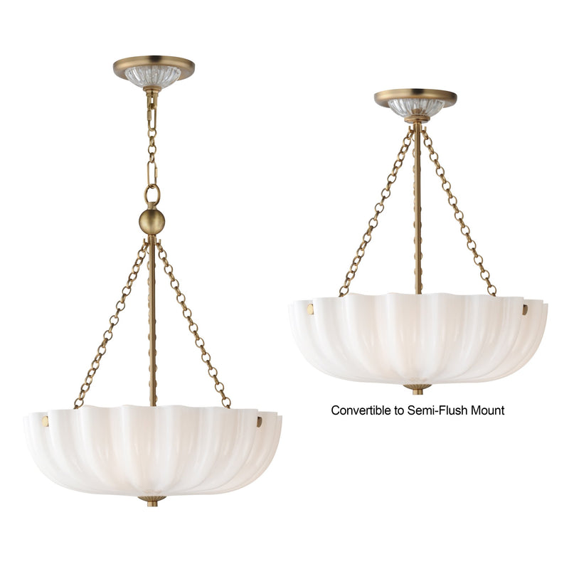 Bundt 15" Convertible Pendant in White / Natural Aged Brass