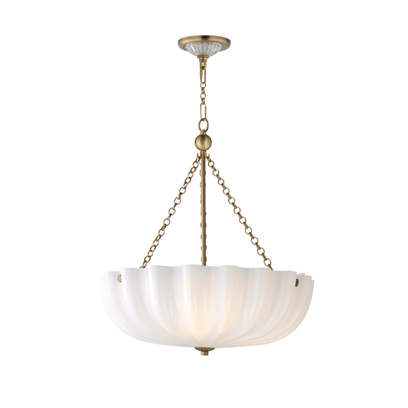 Bundt 17.5" Convertible Pendant in White / Natural Aged Brass