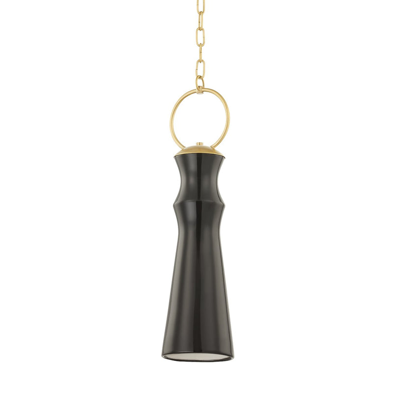 Borden Pendant in Aged Brass / Ceramic Gloss Mink