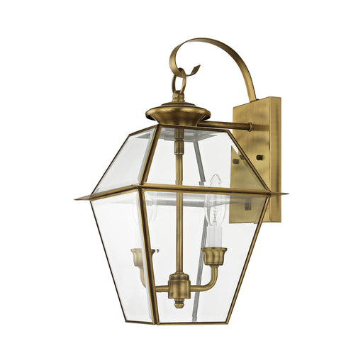 Westover 2-Light Medium Outdoor Wall Lantern in Antique Brass