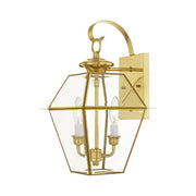 Westover 2-Light Medium Outdoor Wall Lantern in Polished Brass