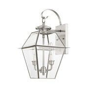 Westover 2-Light Medium Outdoor Wall Lantern in Brushed Nickel