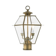 Westover 2-Light Medium Outdoor Post Light in Antique Brass