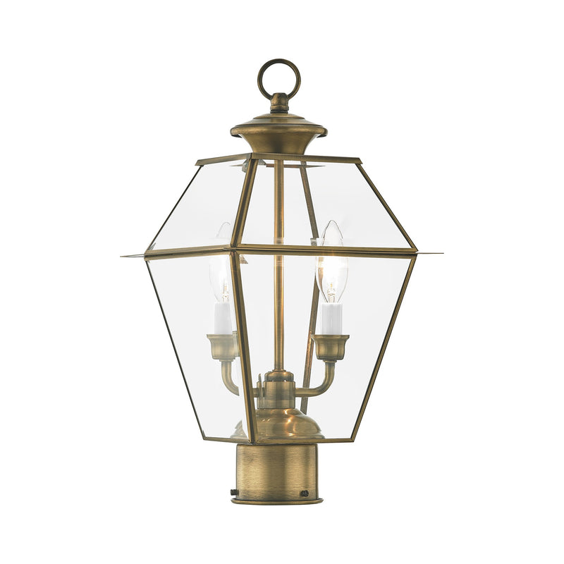 Westover 2-Light Medium Outdoor Post Light in Antique Brass