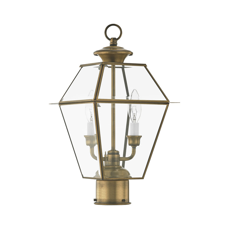 Westover 2-Light Medium Outdoor Post Light in Antique Brass