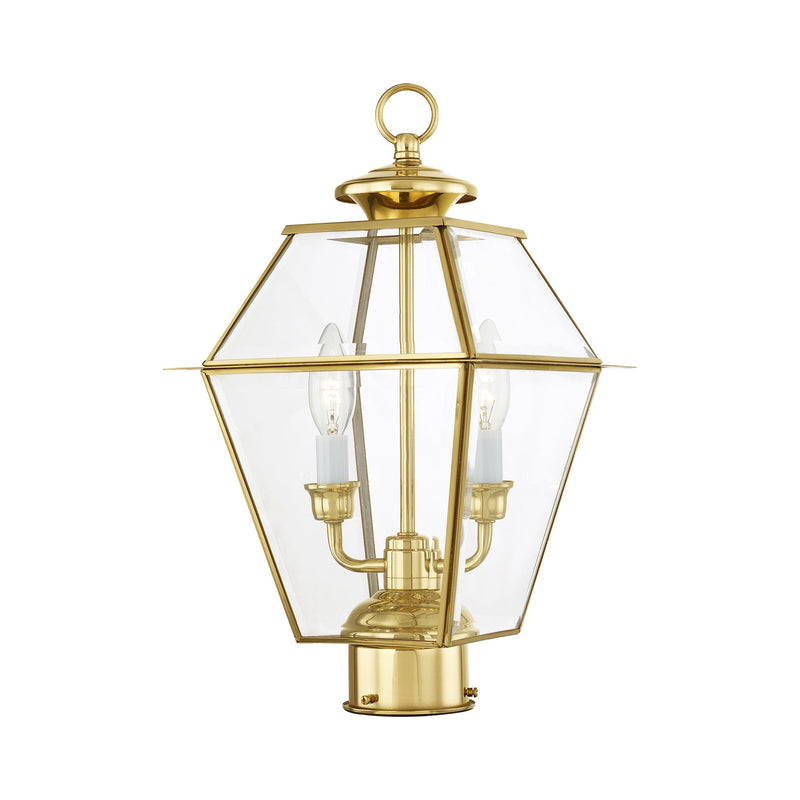 Westover 2-Light Medium Outdoor Post Light in Polished Brass