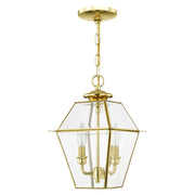 Westover 2-Light Medium Outdoor Pendant Lantern in Polished Brass