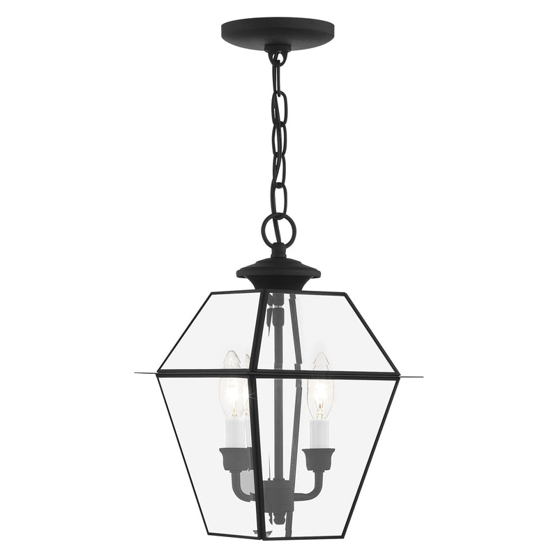 Westover 2-Light Medium Outdoor Pendant Lantern in Black