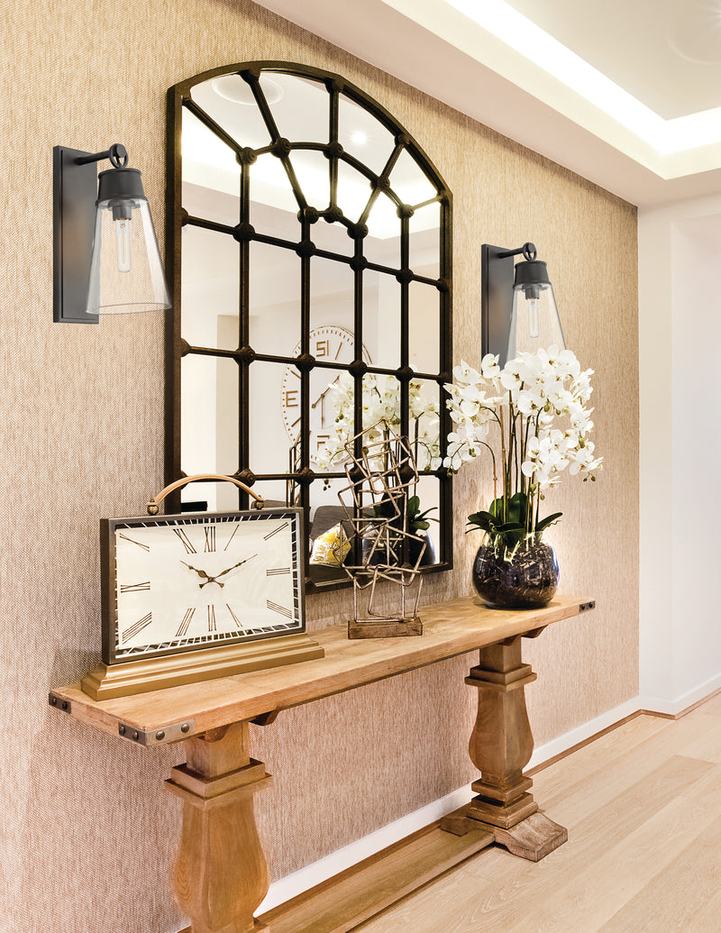 Wentworth 1 Light 7.5" Wall Sconce in Matte Black in a room setting