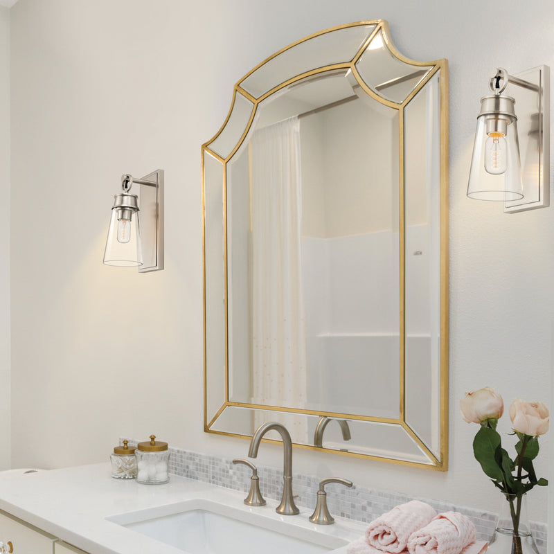 Wentworth 1 Light 4.5" Wall Sconce in Brushed Nickel in a room setting