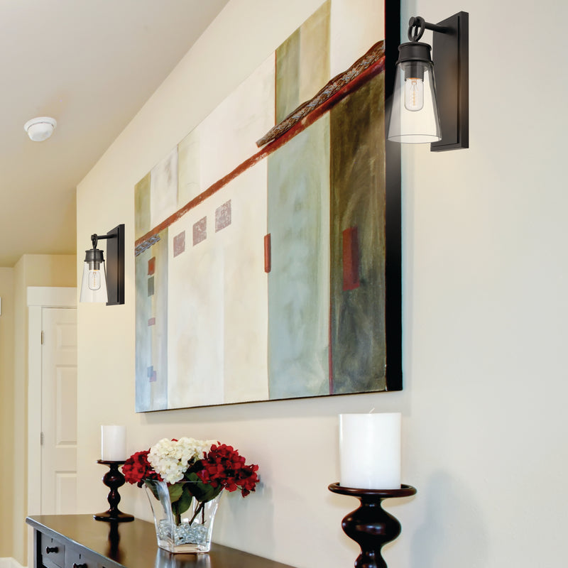 Wentworth 1 Light 4.5" Wall Sconce in Matte Black in a room setting