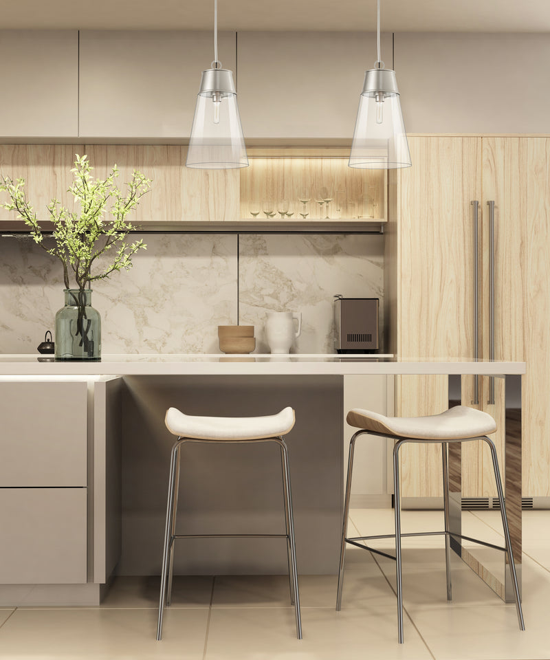 Wentworth 1 Light 11.5" Pendant in Brushed Nickel in a room setting