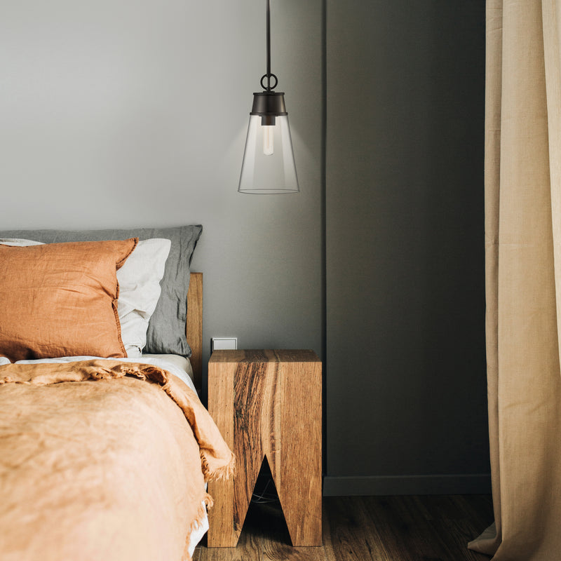Wentworth 1 Light 7.5" Pendant in Matte Black in a room setting
