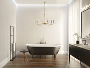 Arrington 6 Light 42" Chandelier in Rubbed Brass in a room setting