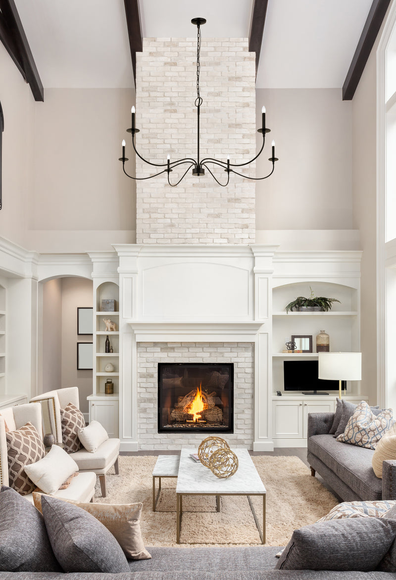 Arrington 6 Light 63" Chandelier in Matte Black in a room setting