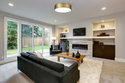 Harley 4 Light 20" Flush Mount in Rubbed Brass in a room setting
