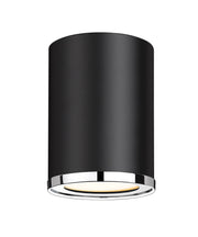 Arlo 1 Light 5.25" Flush Mount in Matte Black + Chrome