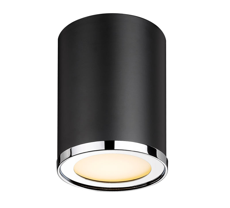 Arlo 1 Light 5.25" Flush Mount in Matte Black + Chrome