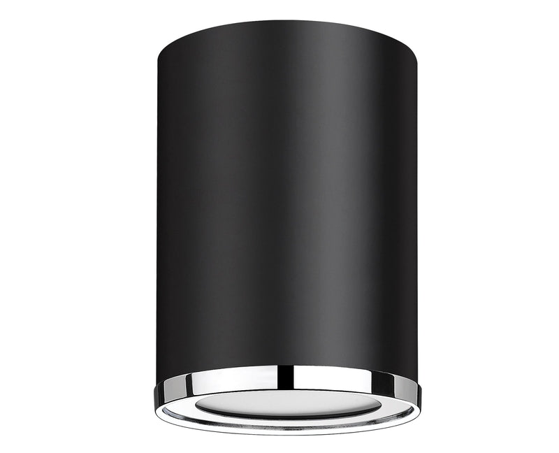 Arlo 1 Light 5.25" Flush Mount in Matte Black + Chrome