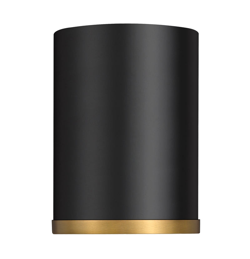 Arlo 1 Light 5.25" Flush Mount in Matte Black + Rubbed Brass