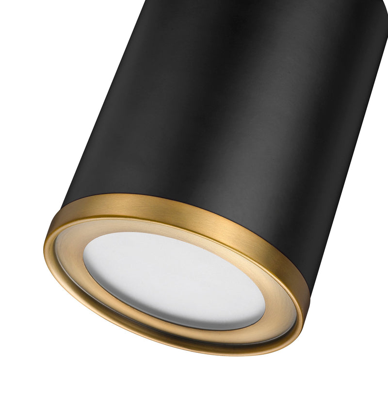 Arlo 1 Light 5.25" Flush Mount in Matte Black + Rubbed Brass