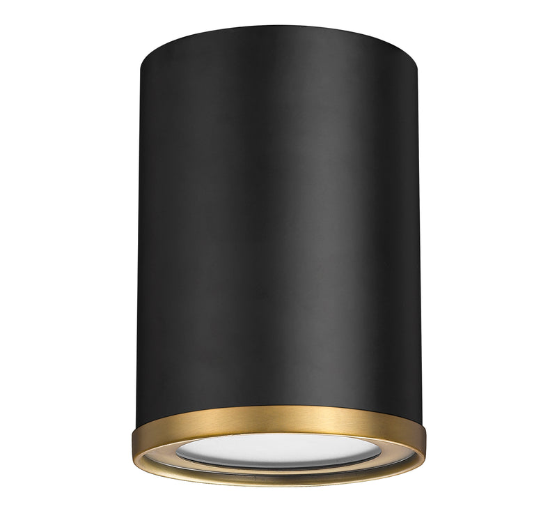 Arlo 1 Light 5.25" Flush Mount in Matte Black + Rubbed Brass