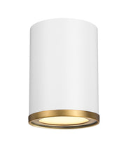 Arlo 1 Light 5.25" Flush Mount in Matte White + Rubbed Brass