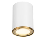 Arlo 1 Light 5.25" Flush Mount in Matte White + Rubbed Brass