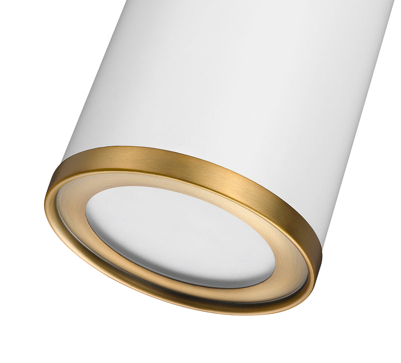 Arlo 1 Light 5.25" Flush Mount in Matte White + Rubbed Brass