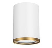 Arlo 1 Light 5.25" Flush Mount in Matte White + Rubbed Brass