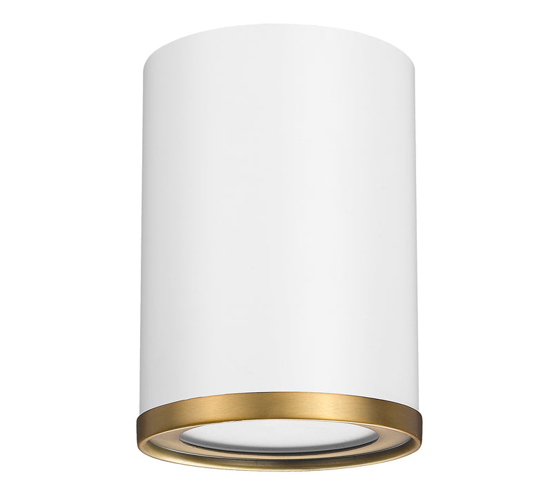 Arlo 1 Light 5.25" Flush Mount in Matte White + Rubbed Brass